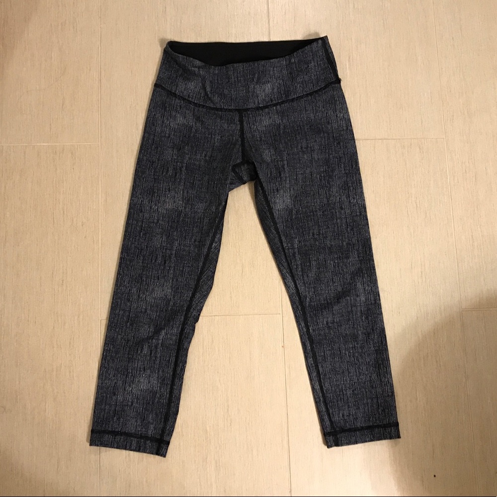 Grey and Black Lululemon Crop Leggings